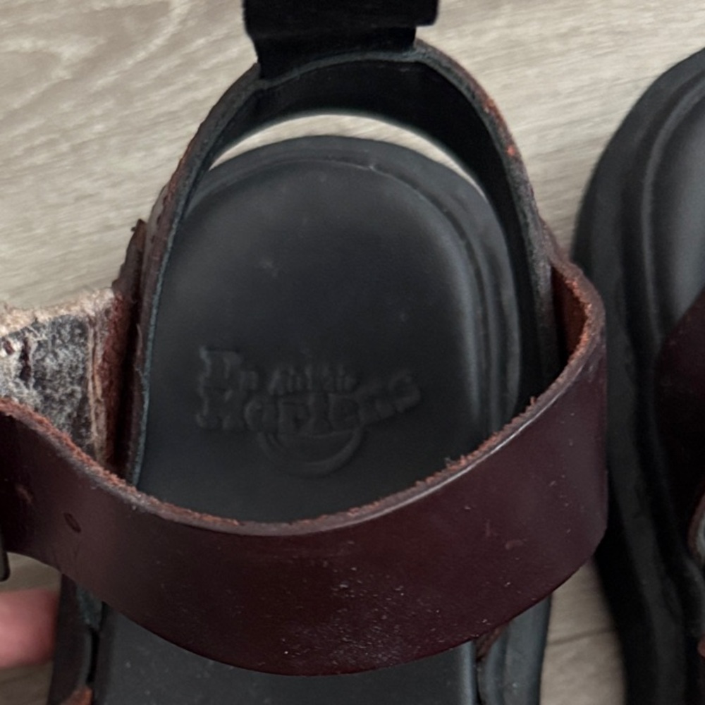 Women's Dr Marten Brown Leather Sandals - Picture 4 of 5